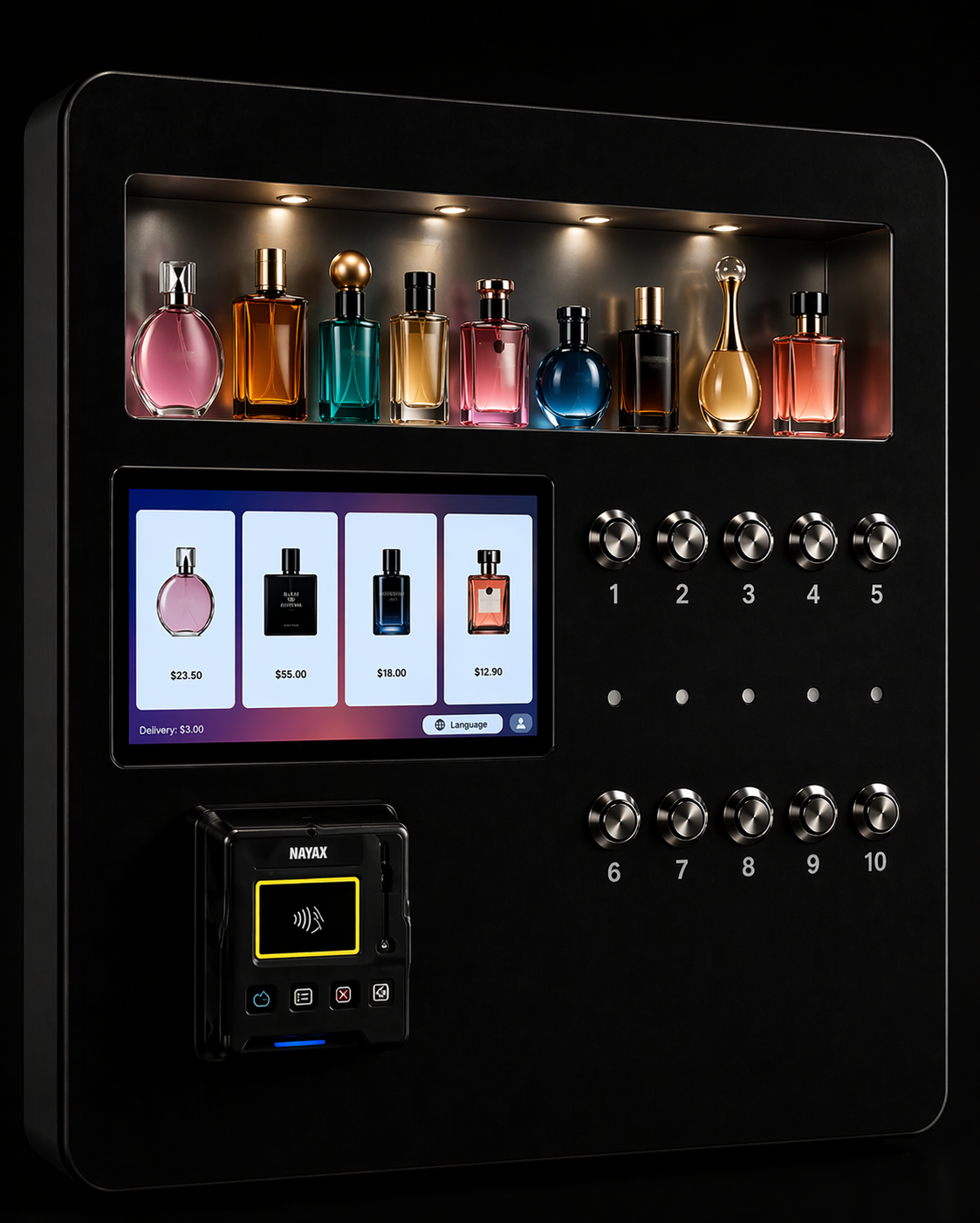 Select fragrance on AuraVend machine